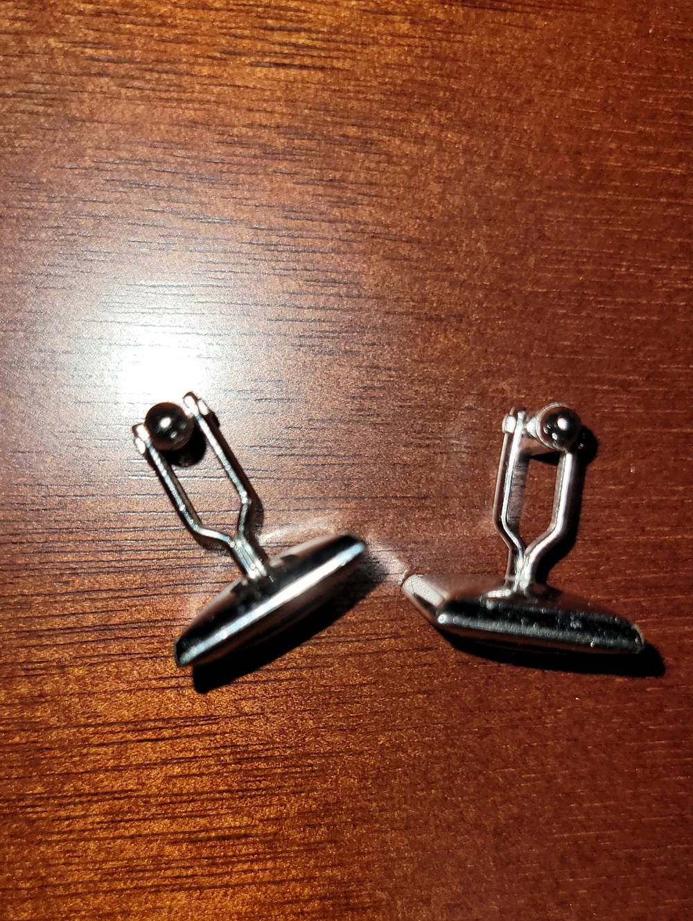 Mid-Century Cufflinks. Silver-tone And Onyx Cufflinks. Signed SWANK